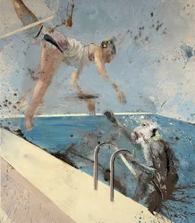 Kunstner av ape med trapes, 2021 (olje på lerret)