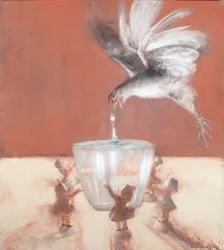 Hane med vase, 2013 (olje på lerret)