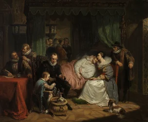 Prins William I ble pleiet av sin kone Charlotte de Bourbon etter det abortive forsøket på livet hans av Jean Jaurequi i Antwerpen i 1582