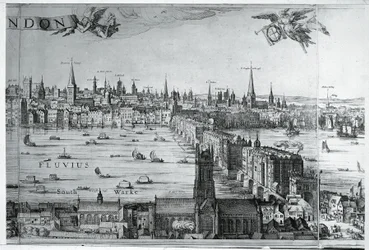 Storbritannia, England, utsikt over London City med London Bridge