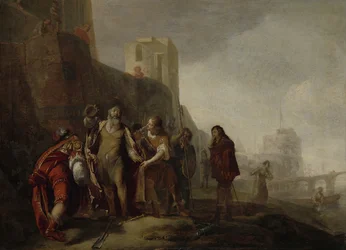 Legatene til Alexander den store investerer gartneren Abdalonymus med insigniene til kongedømmet av Sidon, 1649