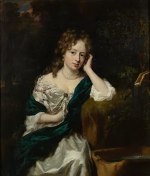 Portrett av en dame ved en fontene