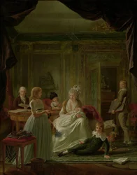 Portrett av Aernout van Beeftingh, hans kone Jacoba Maria Boon og deres barn Aernout van Beeftingh (1759-1831) med sin første kone Jacoba Maria Boon (1760-1800) og deres barn