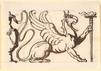 En griffin holder en lommelykt
