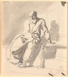 En sittende antikk mannsfigur, antagelig Anacreon