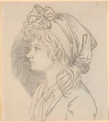 Profilportrett av malerens andre kone Juliane Marie Abildgaard, født Ottesen. Forberedelse til portrett i Frederiksborgmuseet
