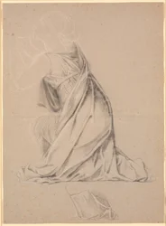 Studie for den knelende figuren som symboliserer Holstein på Christian I-bildet for Christiansborg