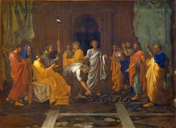 Moses forvandler Arons stav til en slange...