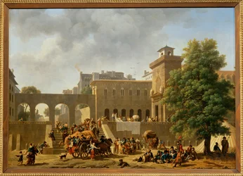 Eksteriøret til et militærsykehus, også kalt «Franskmennene i Italia», Salon 1804...