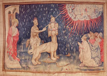 Dyret fra jorden lar ild falle ned fra himmelen, fra Apokalypse-teppet i Angers, 1373-87