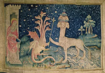 Havets beist med sju hoder og ti kroner, nr. 40 fra «Angers-apokalypsen», 1373-87