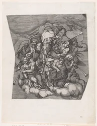 Trompeterende engler fra The Last Judgment, etter Michelangelo, 1530-66., 1530-66.