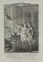 I grotten til Merlin, tryllekunstneren, 1771.