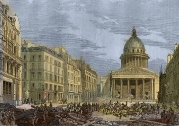 Beleiring av Pantheon, 24. juni 1848 - Revolusjonen i 1848 i Paris. Attack of the Pantheon, 24. juni Gravering etter maleriet av NE Gabe.