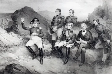Keiser Napoleon I (1769-1821) dikterer sine memoarer til Emmanuel Las Cases (1766-1842) på St. Helena, 1860
