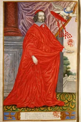 Mazarin, Jules, kardinal Fra den illustrerte lovsangen over berømte menn fra vårt århundre Miniatyr på pergament MS 2213 … (miniatyr på pergament)