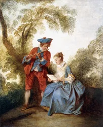Et par som lager musikk i et landskap,