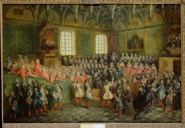 Justisseng holdt i parlamentet ved flertallet av Ludvig XV (1710-74), 22. februar 1723