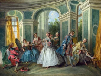 Lancret, Nicolas (1690-1743) The Four Ages of Man: Youth Oil on canvas Rococo ca 1735 France National Gallery, London 34,3x45,3 Maleri