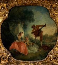 Musikktime med lutt, av Nicolas Lancret (1690-1743), Frankrike