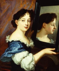 En dame som holder et speil, ca. 1660 (olje på lerret)