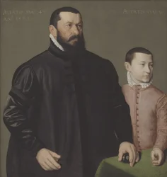 Portrett av Nürnberg-gullsmeden Hans Lencker (1523-1585) og hans 9 år gamle sønn Elisius den yngre