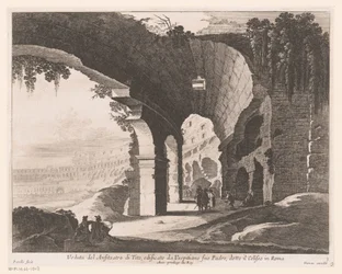 Utsikt over det indre av Colosseum Veduta del Anfiteatro di Tito, edificato da Vespitiano (...) (tittel på objekt)
