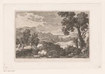 Kupert landskap med figurer