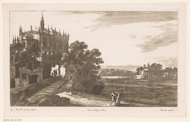 Landskap med katedral