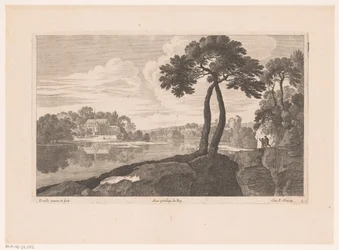 Landskap med et kloster ved elven