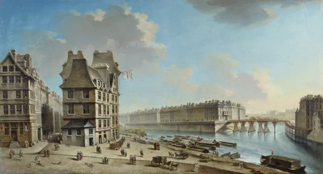 La Grève, Ile Saint-Louis og Pont Rouge, utsikt fra Place de la Grève, cirka 1754 (olje på lerret)