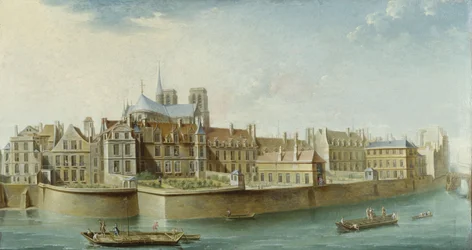 Notre-Dame-klosteret, sett fra Île Saint Louis (Quai d#39;Orléans), i 1753 (olje på lerret)