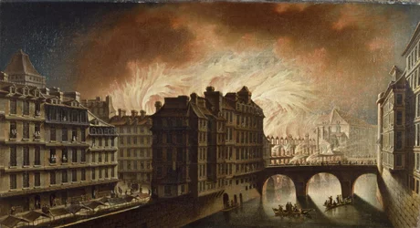 Brannen på Hotel-Dieu i 1772, ca. 1772 (olje på lerret)