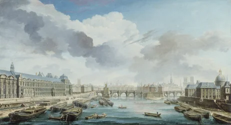 Louvre, Pont-Neuf og Collège des Quatre-Nations, nå Institut de France, sett fra Pont Royal