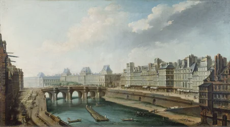 Louvre, Pont-Neuf og Quai des Orfèvres, sett fra Quai des Grands-Augustins, cirka 1760 (olje på lerret)
