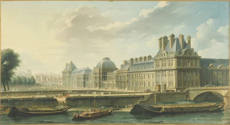 Tuileries-palasset, sett fra Quai d#39;Orsay, i 1757 (oljemaleri)