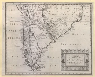 PARAGUAY. CHILE. JORDEN og DE MAGELLANISKE ØYER. : Hentet fra diverse relasjoner. / Av N. SANSON d#39;Abbeville, geograf etter ordre fra kongen.