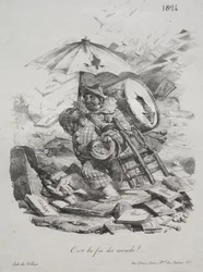 Litografiske skisser: Det er verdens ende! frontispice, 1824.