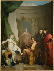 Apelles maler Campaspe, elskerinnen til Aleksander den store, også kalt Indiskret kjærlighet ...