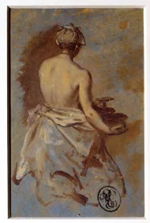 Studie av kvinne fra baksiden Tegning av Nicolas Vleughels (1668-1737) Paris fra 1700-tallet, Louvre-museet