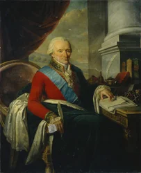 Portrett av prins Mikhail Mikhailovich Shcherbatov 1733-1790, sent på 1700-tallet.