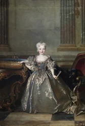 ""Portrett av Infanta Marie-Anne-Victoire de Bourbon (Marie Anne Victoire) (1718-1781) forlovet med Louis XV i 1722"" (Infanta Mariana Victoria av Spania) Maleri av Nicolas de Largillière (1656-1746) 1724 Madrid , Museo del Prado