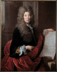 Portrett av Jules Hardouin Mansart (1646-1708) arkitekt og superintendent for bygningene til kong Louis XIV Maleri av Nicolas de Largilliere (1656-1746) 1600-tallet Metz, Musee des Beaux Arts