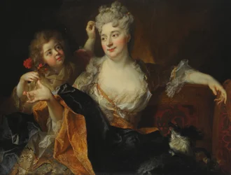 Norsk: Portrett av Marguerite-Elisabeth Forest de Largillierre og sønnen Nicolas