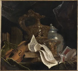 Stilleben med musikkinstrument, 1695-1700.