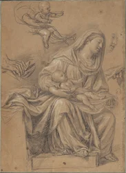 Sittende Madonna med Kristusbarnet på kneet og relaterte studier