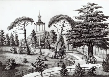 Labyrinten fra Jardin des Plantes, Paris, gravert av Francois Aubertin (177383-1821)