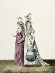 Aftenkjoler, fig 34 og fig 35 fra 'The Gallery of Fashion', 1797