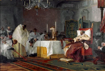 The Last Moments of Charles-Emmanuel (Charles Emmanuel) I of Savoy (1562-1630) Maleri av Niccolo Barabino (1832-1891) 1891 Genes Galleria d