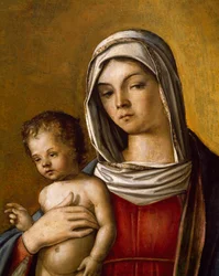 Madonna og barn, Central Panel of Triptych with Madonna and Child, St. Albert og St. Sebastian